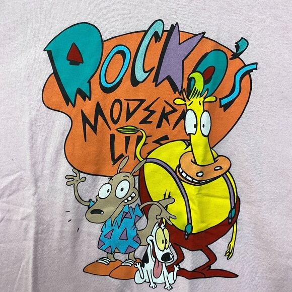 Nickelodeon Rocko's Moder Life Animated Series Cartoon Graphic Pink T-Shirt larg - Picture 2 of 4
